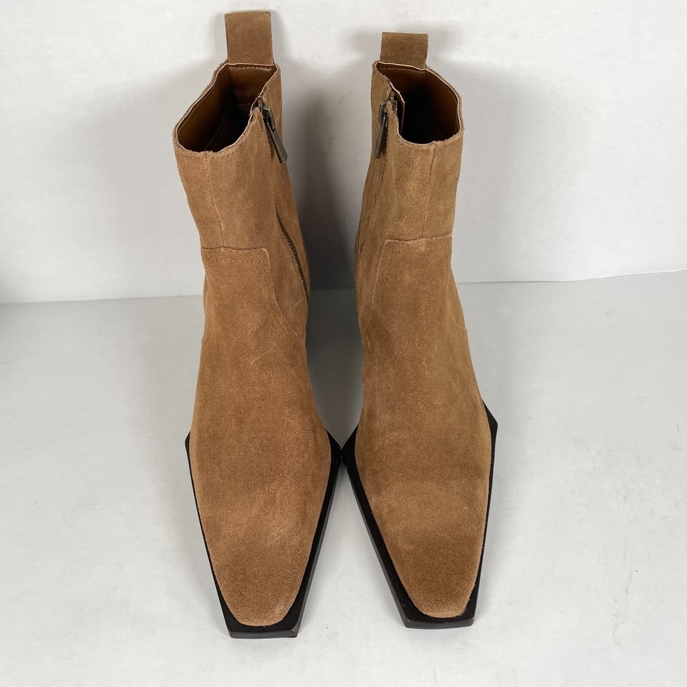 MNG Ankle Boots Womens Size 38 US 7.5 Brown Suede Square Toe Zip Up Shoes - Picture 4 of 10